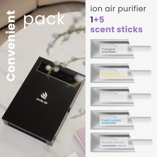 Ion Air Purifier - Arctic Air with long-lasting replaceable scent - Cologne, Lavender, Fresh Ocean, Osmanthus, Vanilla